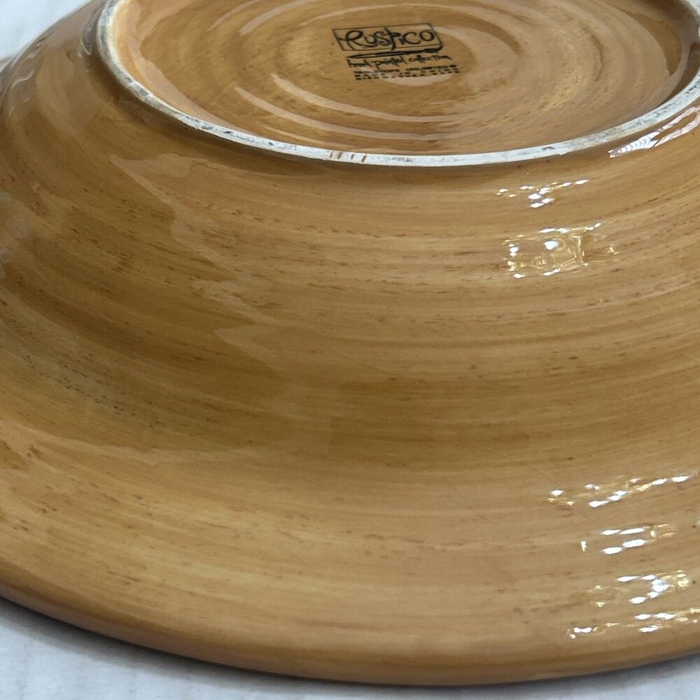 Tabletops Unlimited RUSTICO Bowl Hand Painted Collection Mustard Color 10” - Picture 8 of 10